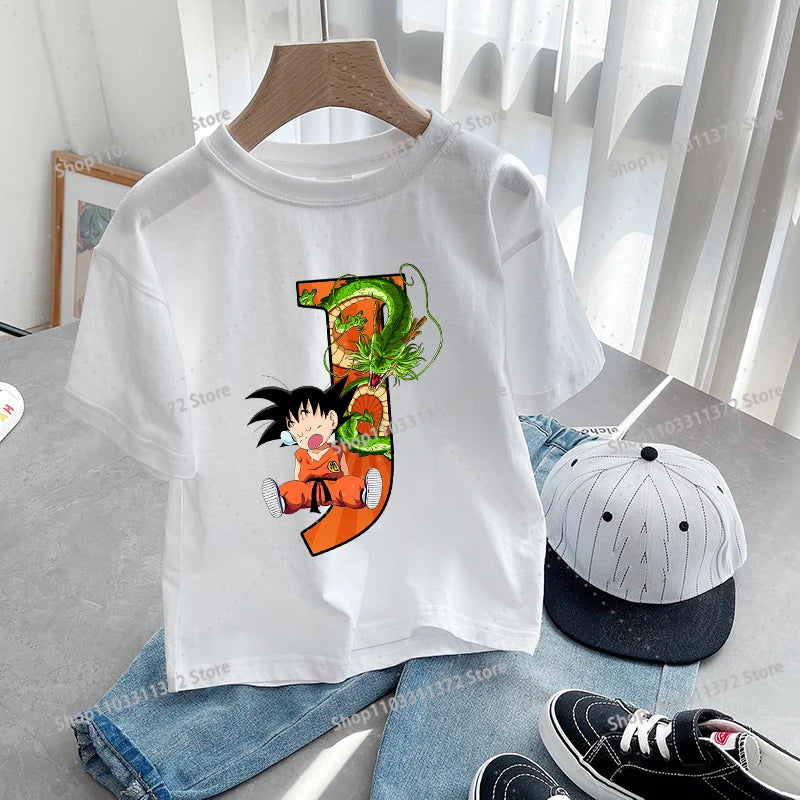 Dragon Ball Goku T-Shirt – A-Z Letter Print Cotton Tee for Boys & Toddlers - Image 23