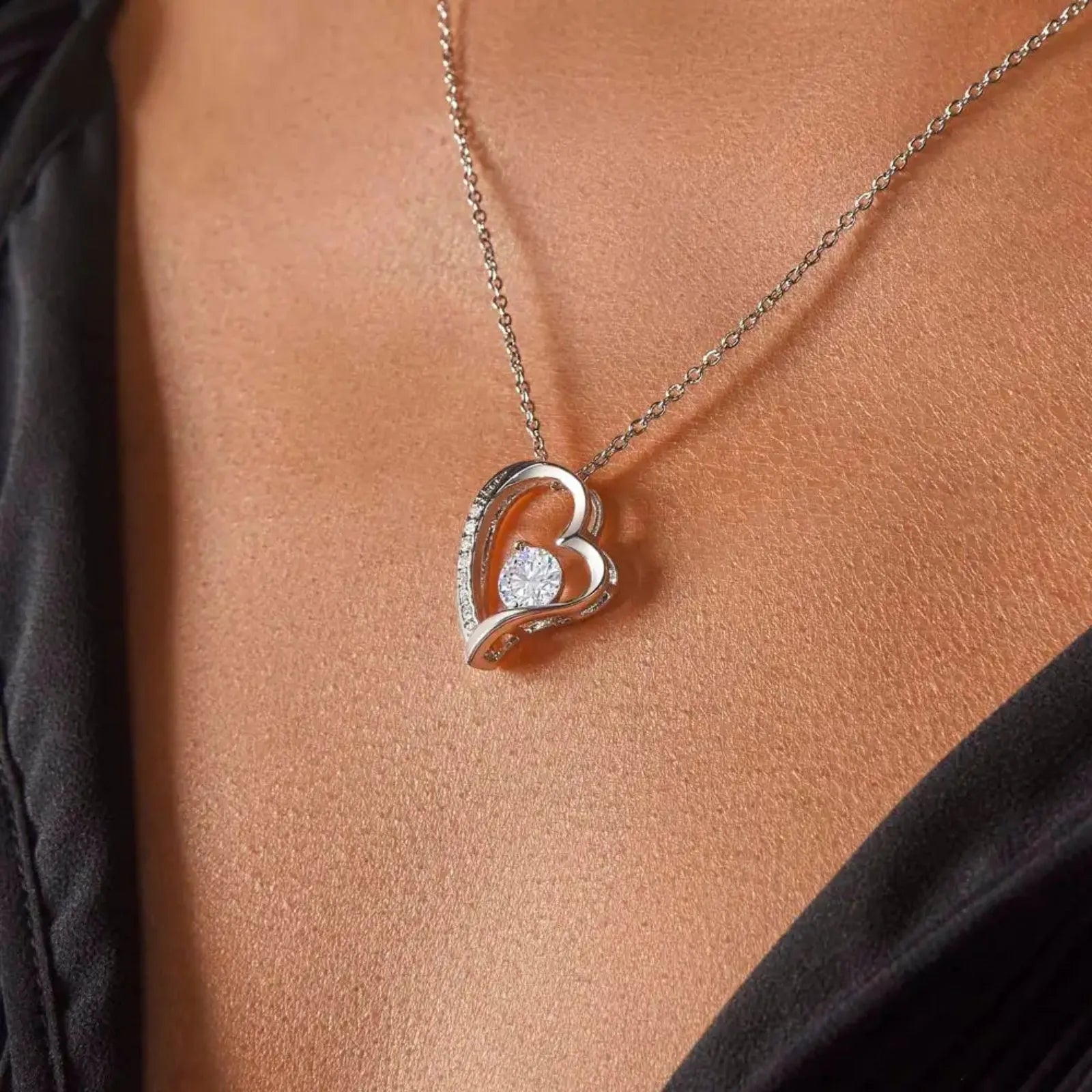 Elegant Copper Heart Pendant Necklace – Romantic Gift with Box & Blessing Card - Image 3