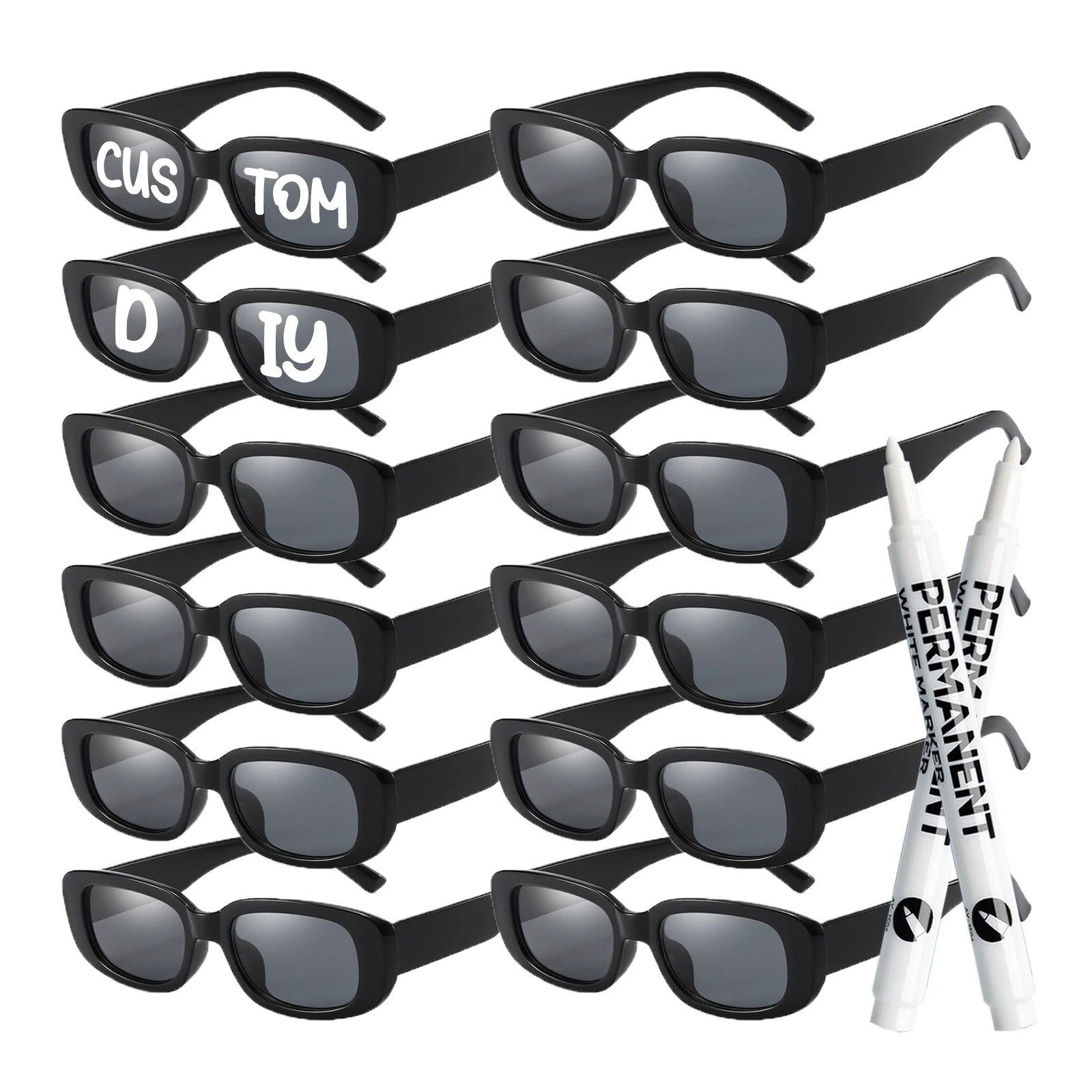 12–100 PCS Custom Wedding Sunglasses – Retro Square DIY Glasses with Pens for Parties & Events (GRAD 2025) - Image 14