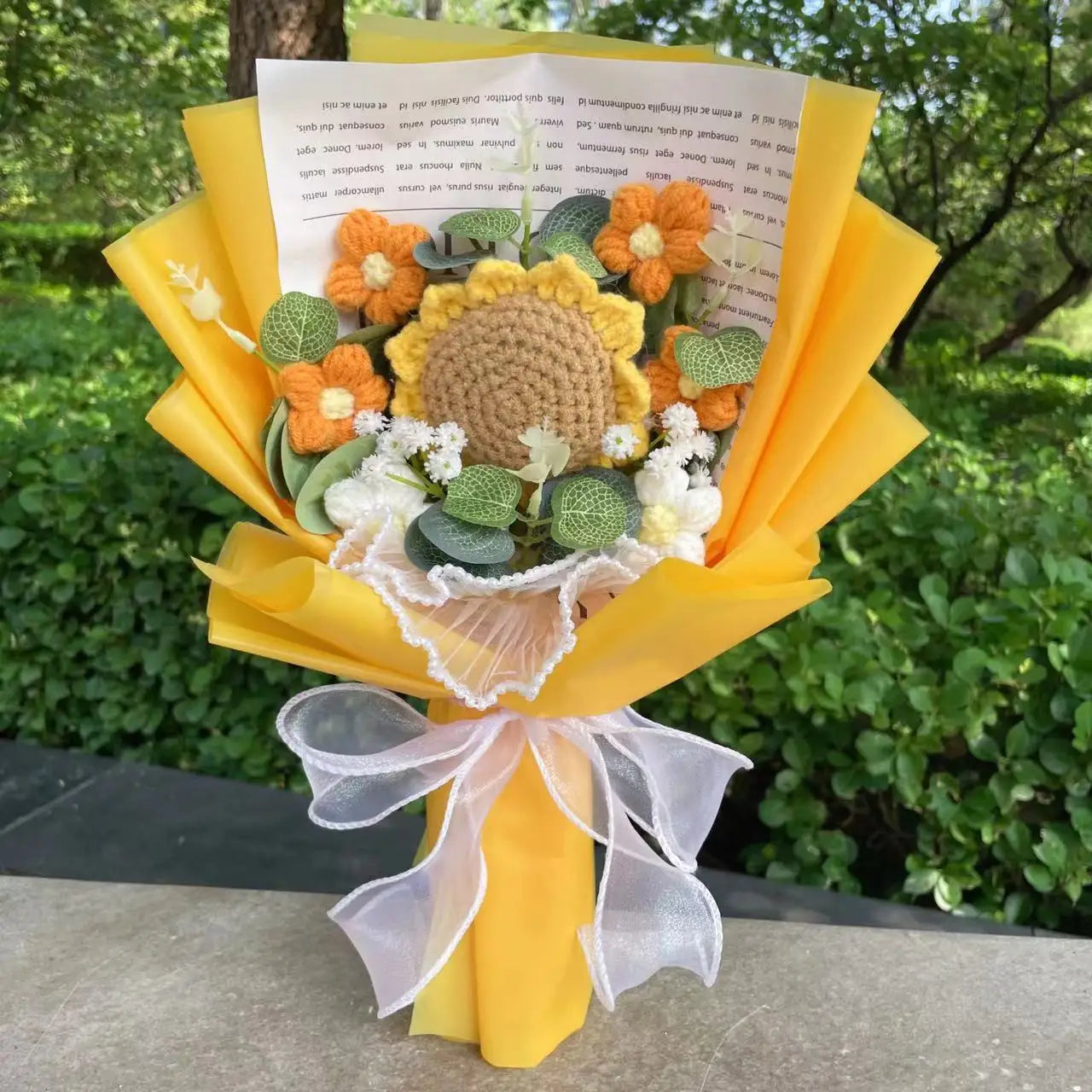 Finished Knitted Flowers – Sunflower Crochet Bouquet for Gifts & Decor - Image 13