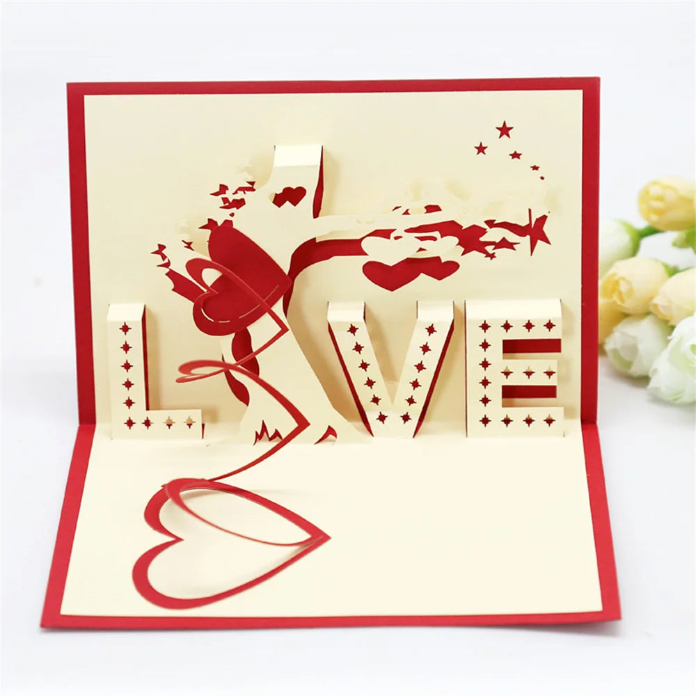 3D Pop-Up Love Card with Envelope – Handmade Greeting Card for Couples - Image 3
