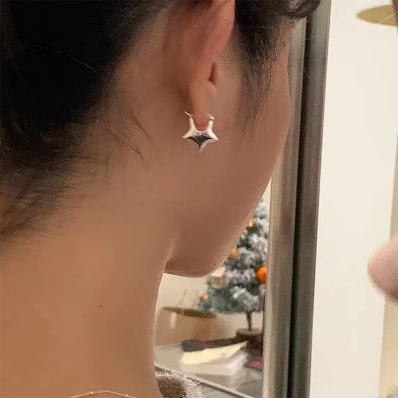 925 Sterling Silver Vintage Simple Star Earrings – Trendy Hypoallergenic Jewelry for Women - Image 3