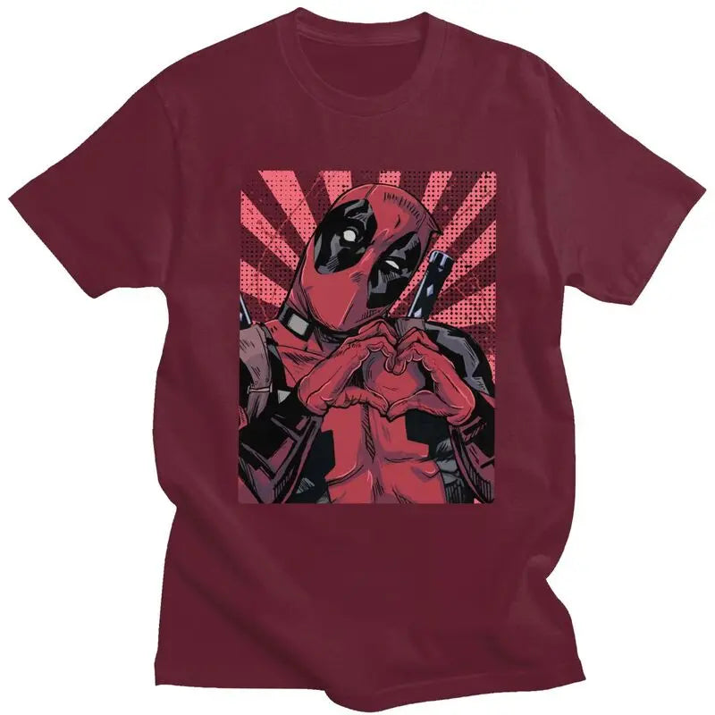 Cool Deadpool Heart Hands T-Shirt – Men’s Short Sleeve Cotton Tee - Image 15