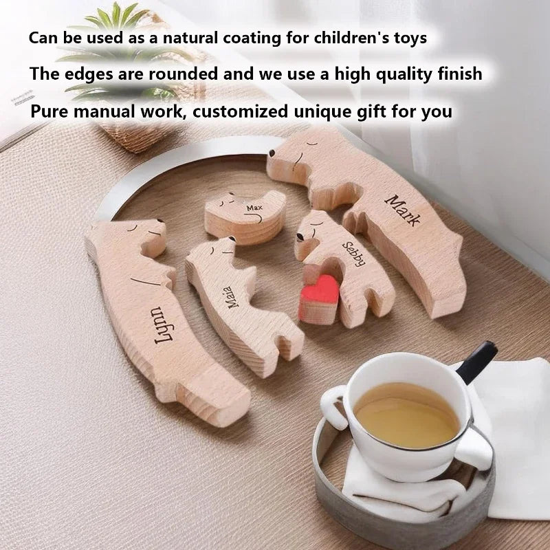 Art Wooden Bear Family Puzzle – Personalized Name Home Decor Gift - Image 5