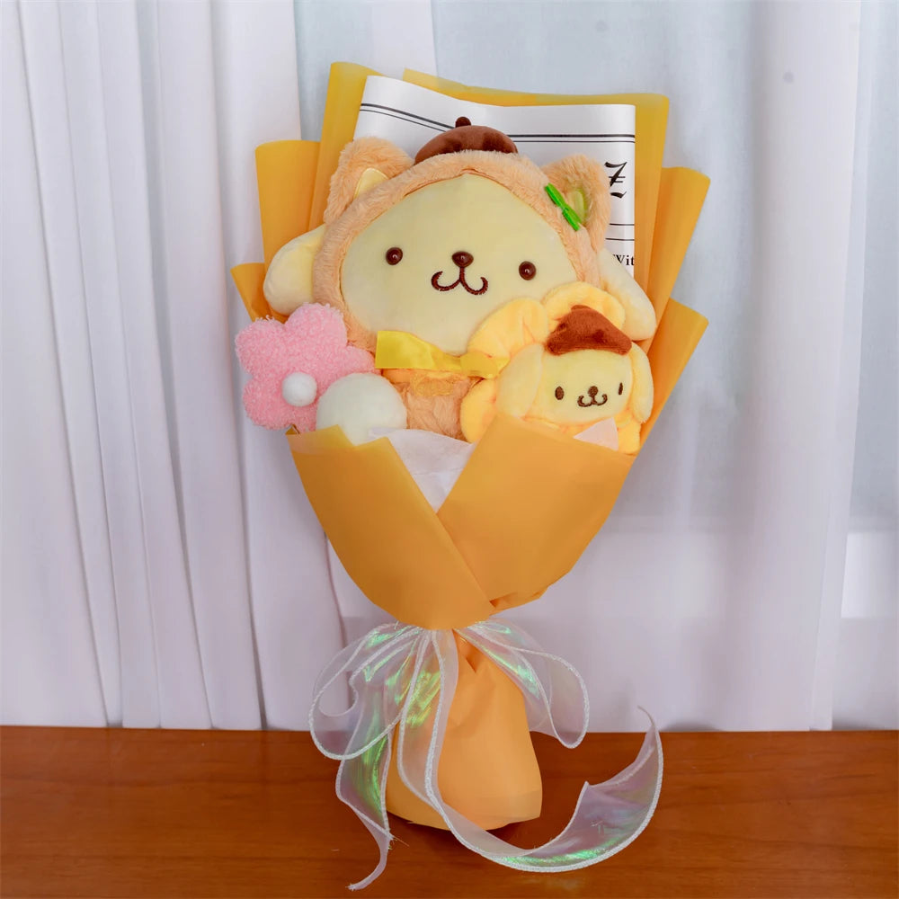 Plush Bouquet Pom Pom Purin Plush Doll – Kawaii Cartoon Stuffed Bouquet Surprise Gift - Image 9