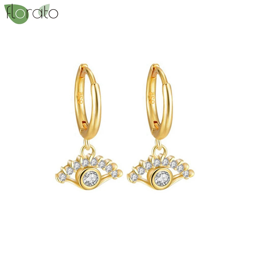 925 Sterling Silver Needle Vintage Gold Hoop Earrings – Evil Eye Pendant Jewelry for Women - Image 22