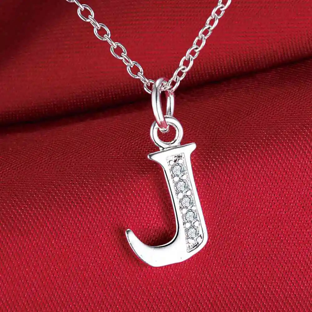 26 Letters 925 Sterling Silver Necklace Pendant – Zircon Accent Jewelry for Women - Image 4