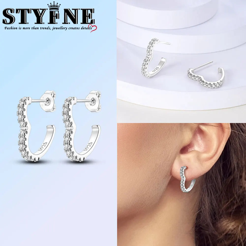 925 Sterling Silver Three-Color Asymmetrical Heart Earrings – Playful Love Design for Women - Image 12