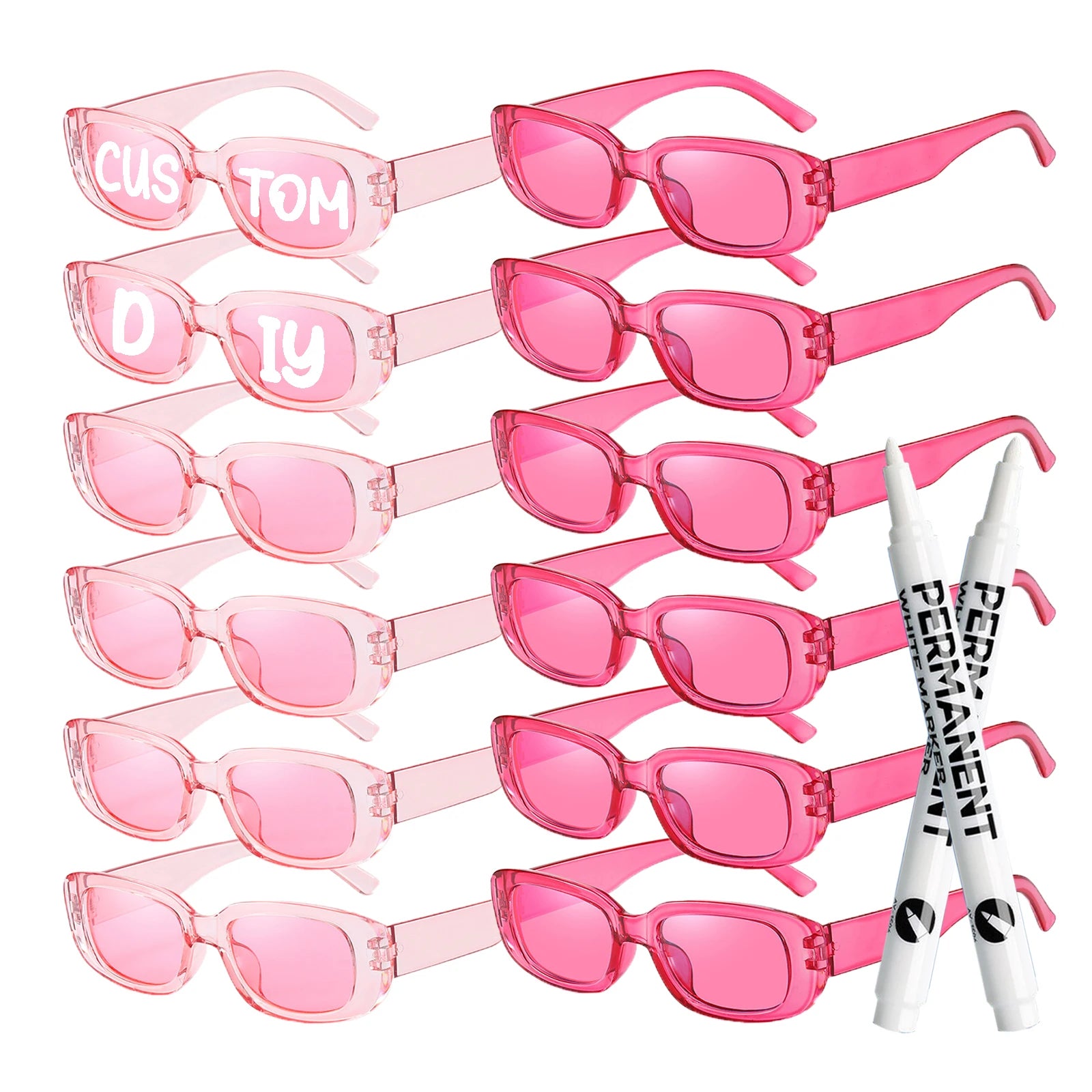 12–100 PCS Custom Wedding Sunglasses – Retro Square DIY Glasses with Pens for Parties & Events (GRAD 2025) - Image 13