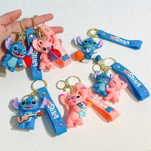 MINISO Romantic Stitch Earphone Bag Keychain – Cute Key Ring & Pendant Gift for Couples/Friends