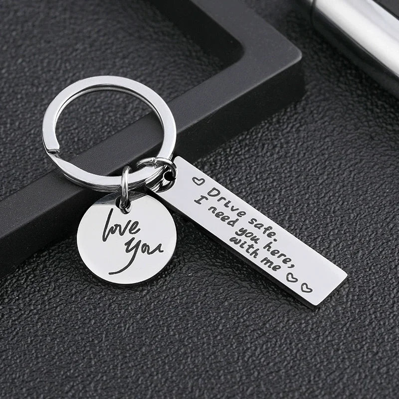 "Drive Safe, I Need You Here With Me" Metal Keychain – Romantic Gift for Men & Women - Image 4