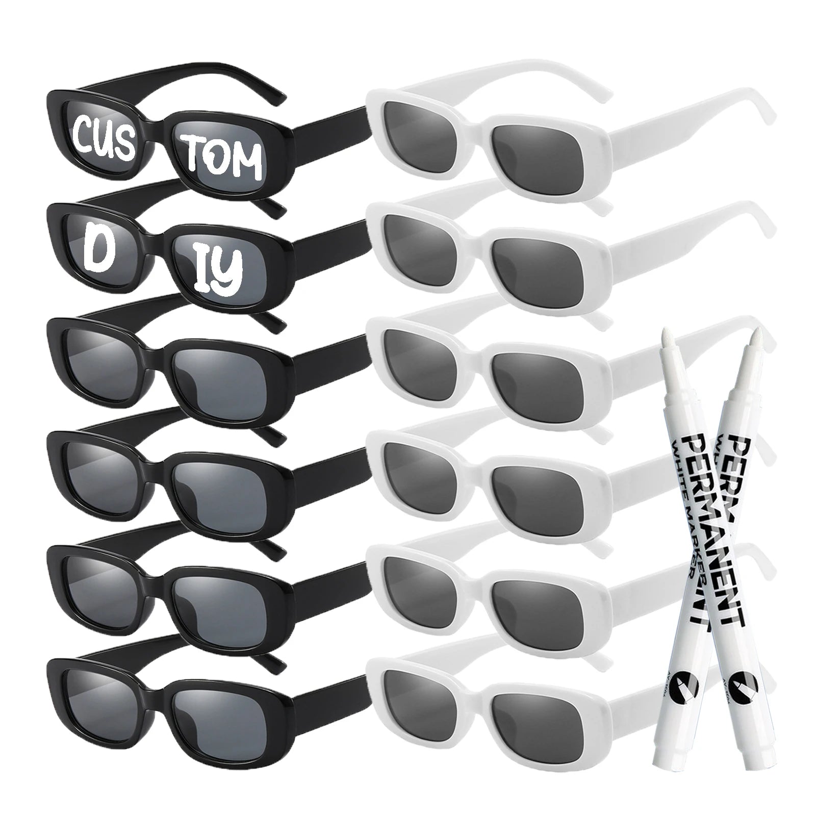 12–100 PCS Custom Wedding Sunglasses – Retro Square DIY Glasses with Pens for Parties & Events (GRAD 2025) - Image 12