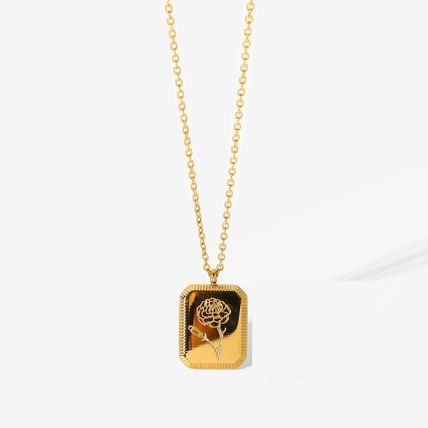 Birth Month Flower Necklace – Gold Plated Stainless Steel Pendant for Women - Image 12
