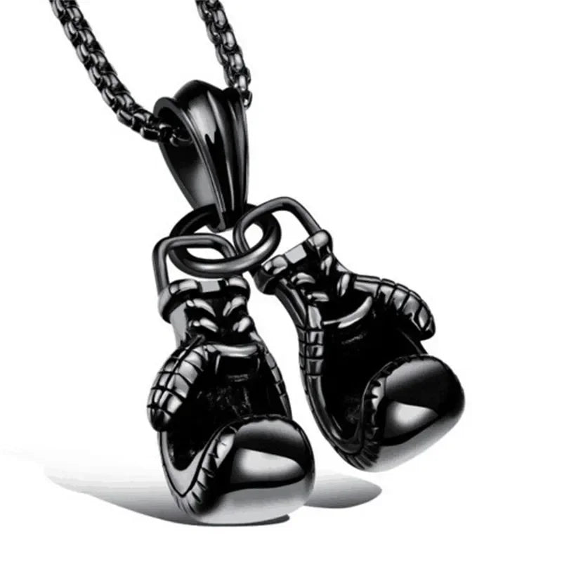 2025 New Retro Boxing Gloves Pendant Necklace – Hip Hop Punk Style for Men (S404) - Image 5