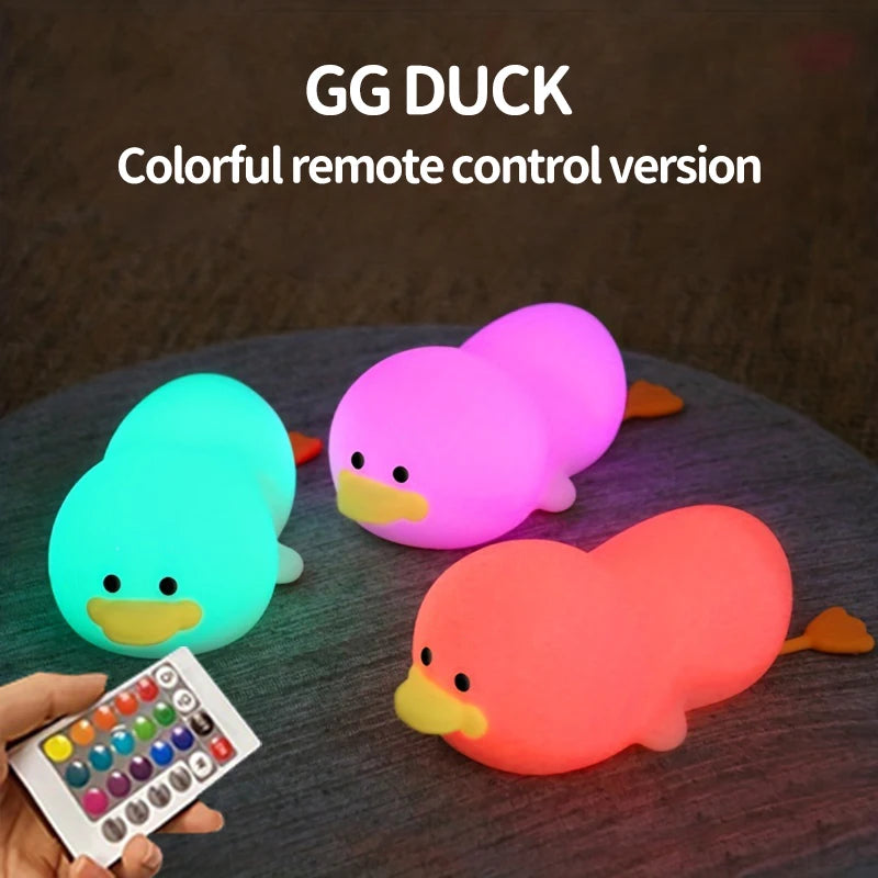 Doudou Duck Night Light – Soft Silicone Clap Lamp for Kids with USB Charging & Timer - Image 8
