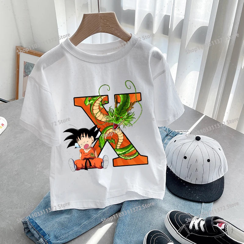 Dragon Ball Goku T-Shirt – A-Z Letter Print Cotton Tee for Boys & Toddlers - Image 20