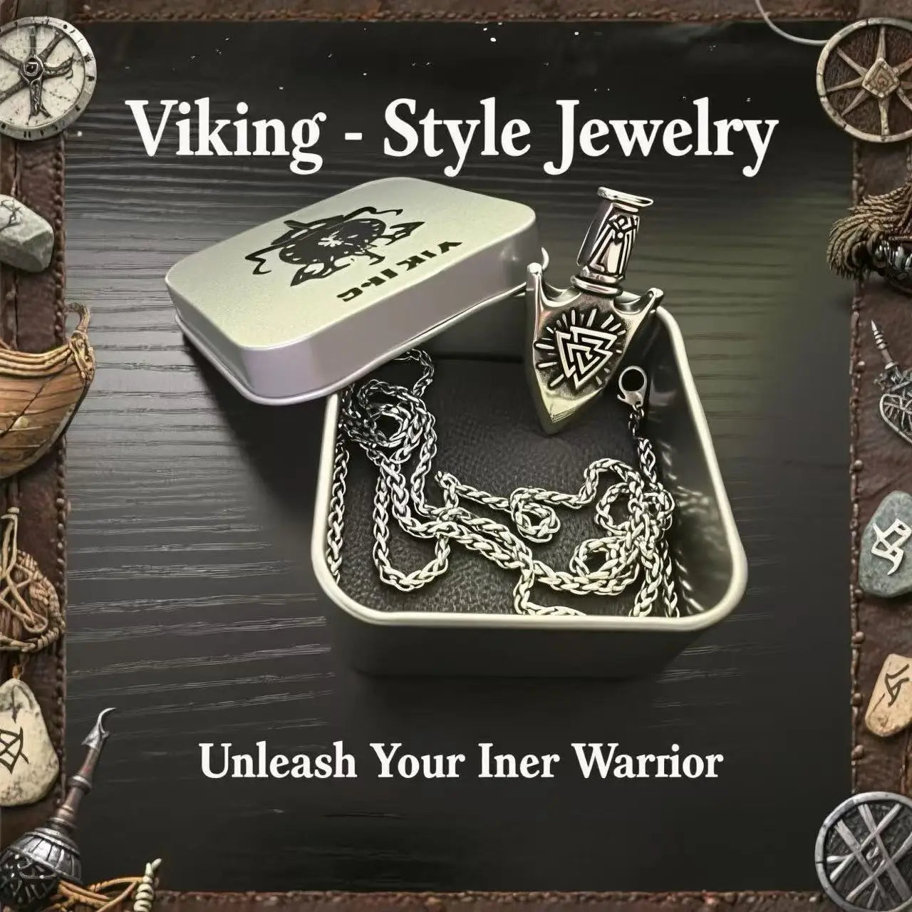 HNSP Viking Pendant Necklace – 316L Stainless Steel Chain for Men - Image 6