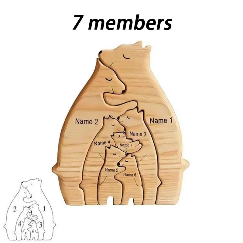 Art Wooden Bear Family Puzzle – Personalized Name Home Decor Gift - Image 11