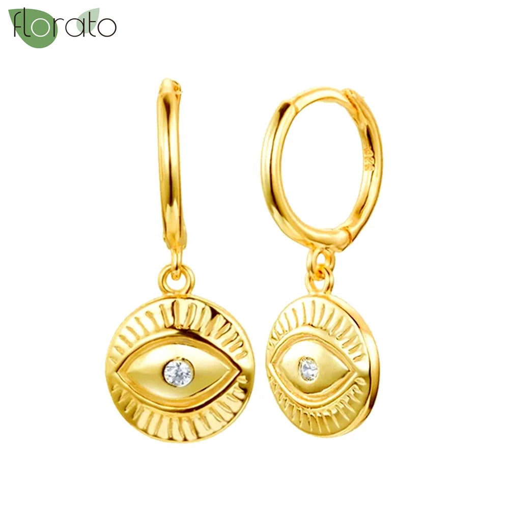 925 Sterling Silver Needle Vintage Gold Hoop Earrings – Evil Eye Pendant Jewelry for Women - Image 31