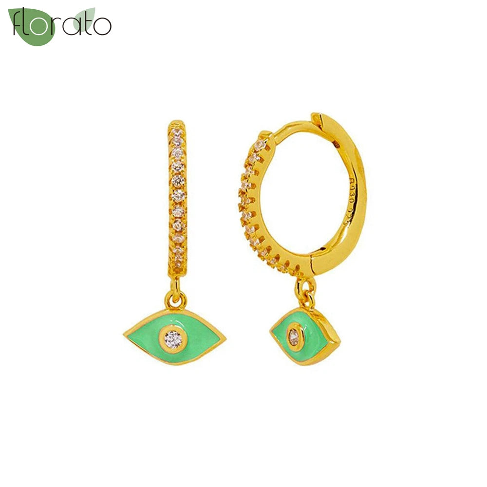 925 Sterling Silver Needle Vintage Gold Hoop Earrings – Evil Eye Pendant Jewelry for Women - Image 17