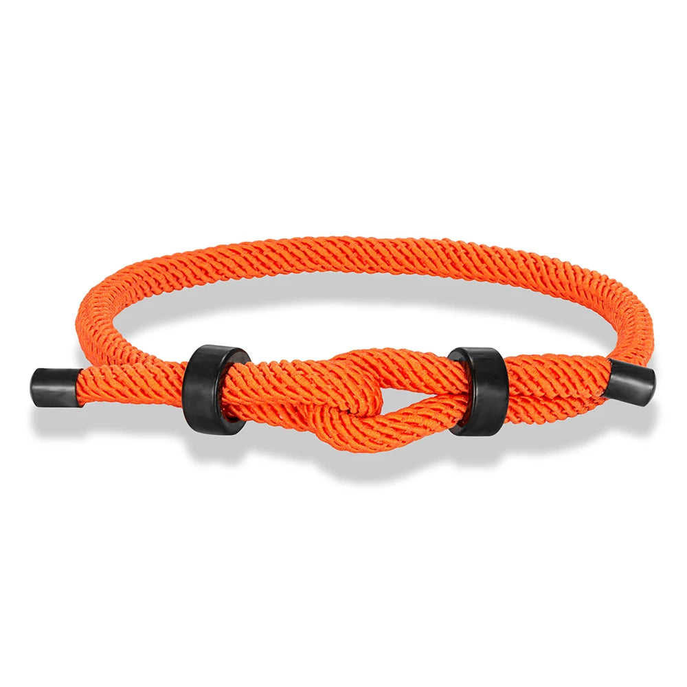 MKENDN Adjustable Knot Rope Bracelet – Black Stainless Steel Charm Bangle for Men - Image 12