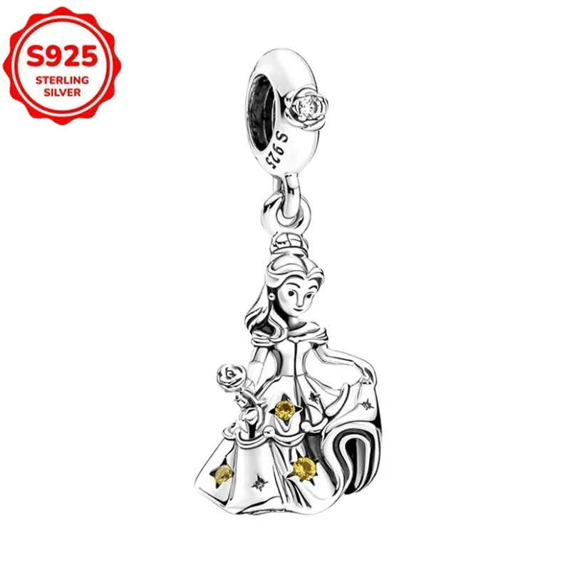 Disney 925 Sterling Silver Beads – Mickey, Stitch, Princess, Cinderella Charms for DIY Bracelets - Image 90