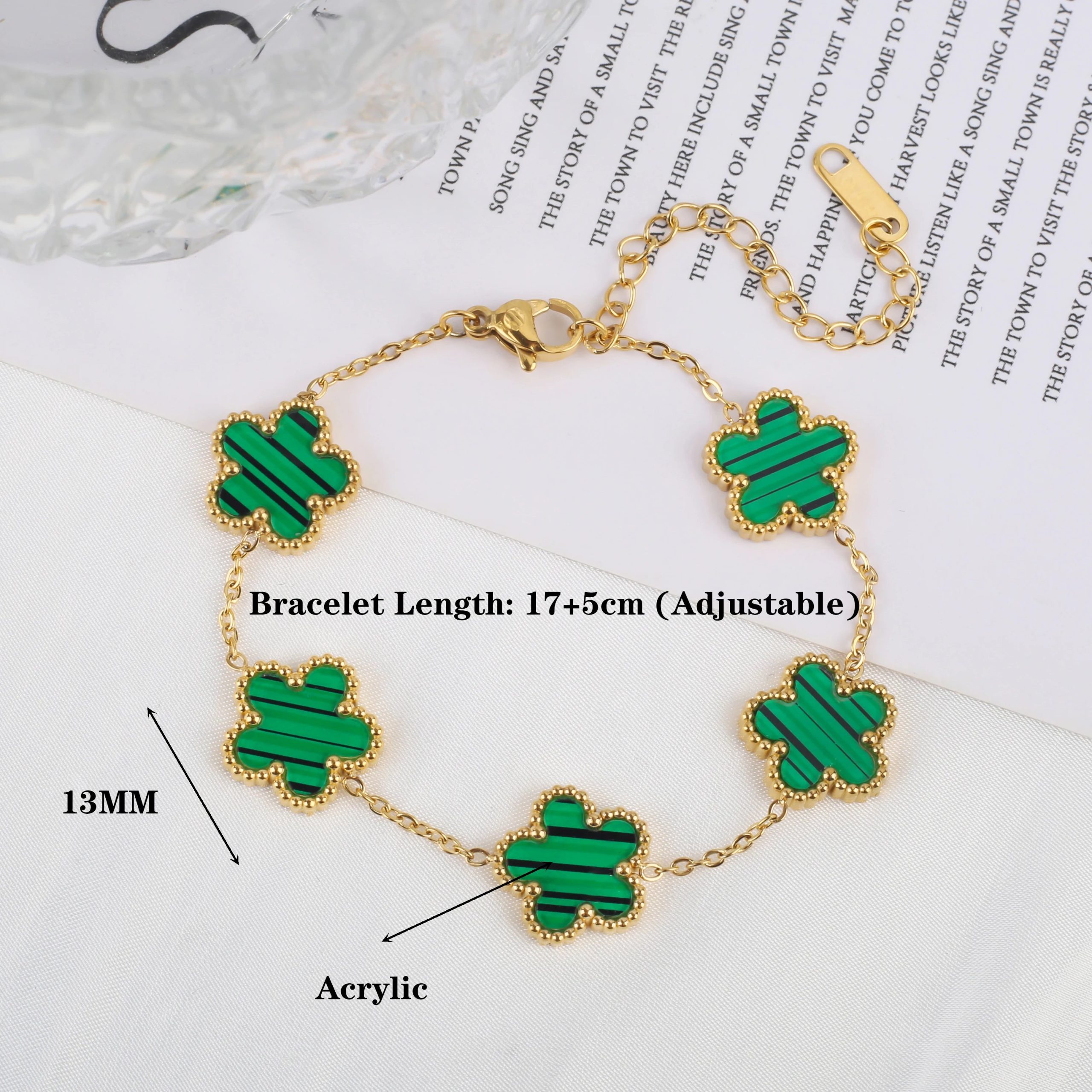 Stainless Steel Plum Blossom Bracelet – Gold Plated Five-Leaf Flower Jewelry for Women - Image 3