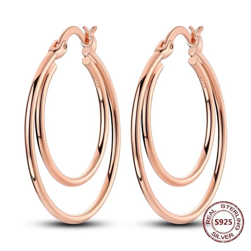 Rose Gold Star & Moon Hoop Earrings – 925 Sterling Silver Dangle Jewelry for Women - Image 30