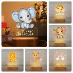 Personalized Animal Night Light – Custom Name Acrylic Lamp for Kids & Baby Room Décor