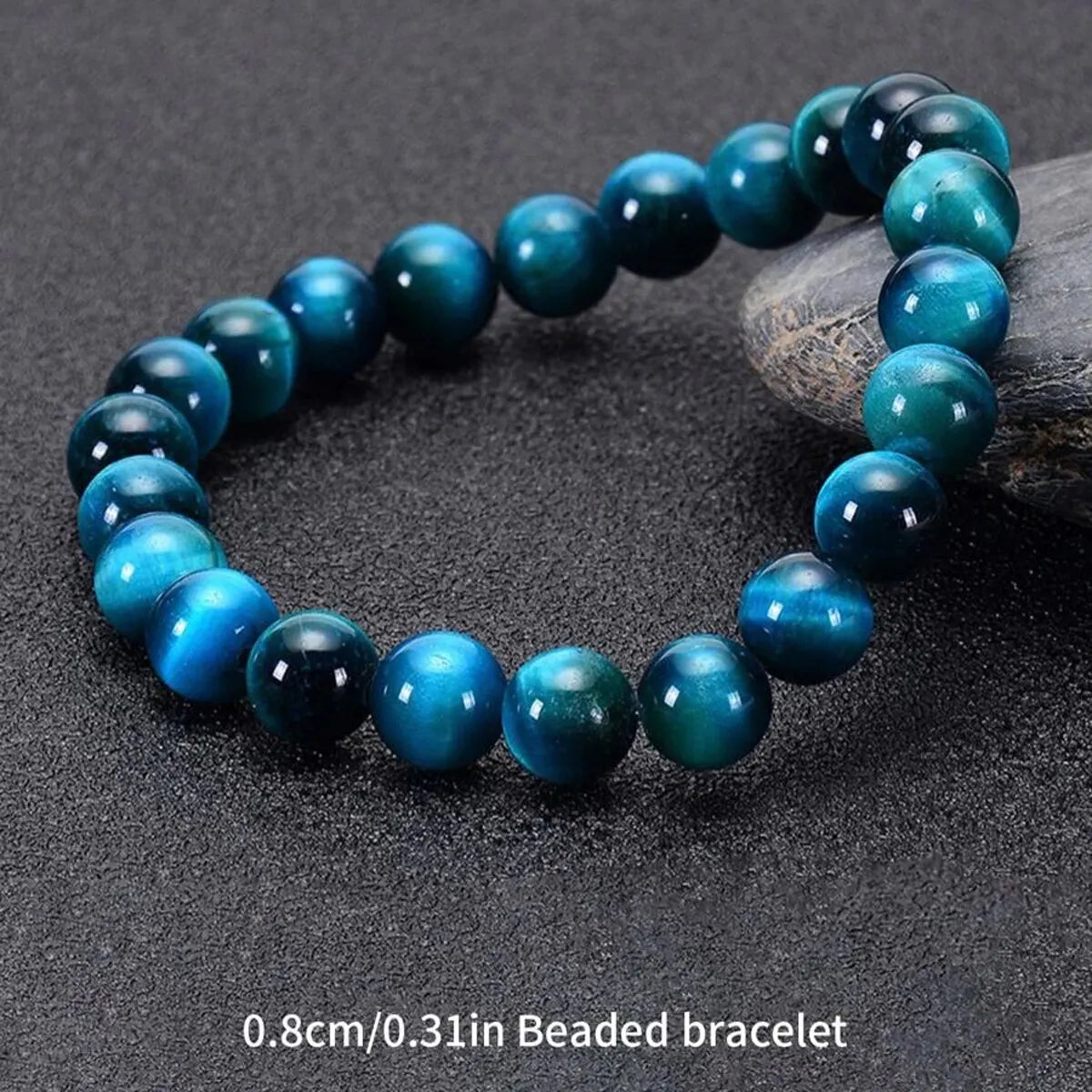 Minimalist Blue Tiger Eye Stone Beaded Bracelet - Image 7