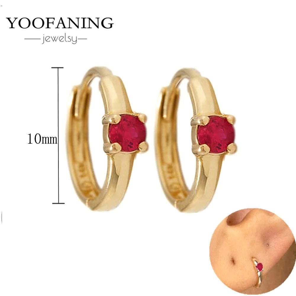 925 Sterling Silver Red Series Hoop Earrings – Red Zircon Love, Strawberry & Starfish Design - Image 43