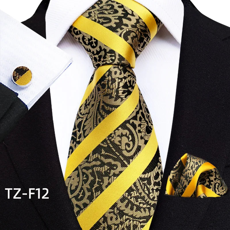 Luxury Paisley Tie & Handkerchief Set – Men's Suit Accessory with Cufflinks & Pocket Square - Image 9