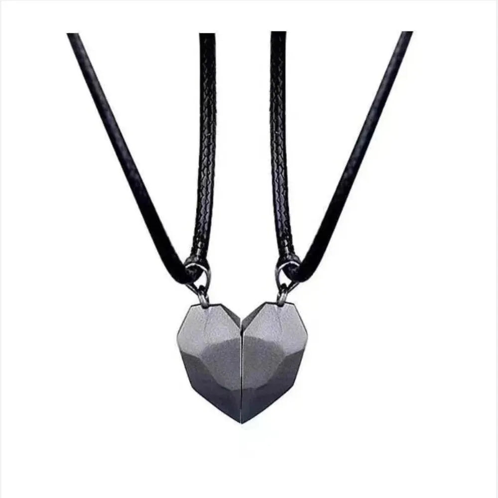 2Pcs/Set Fashion Couple Heart Magnetic Necklace – Matching Pendant Set for Weddings & Anniversaries - Image 13