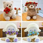 Romantic Teddy Bear Hugging Roses Bouquet – New Style Rose Bear Plush Toy