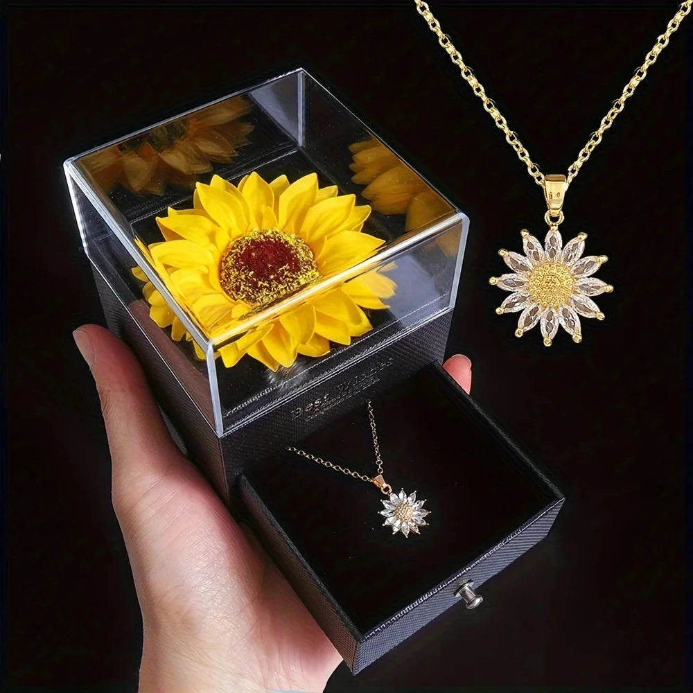 Sunflower Necklace with Gift Box - Image 3