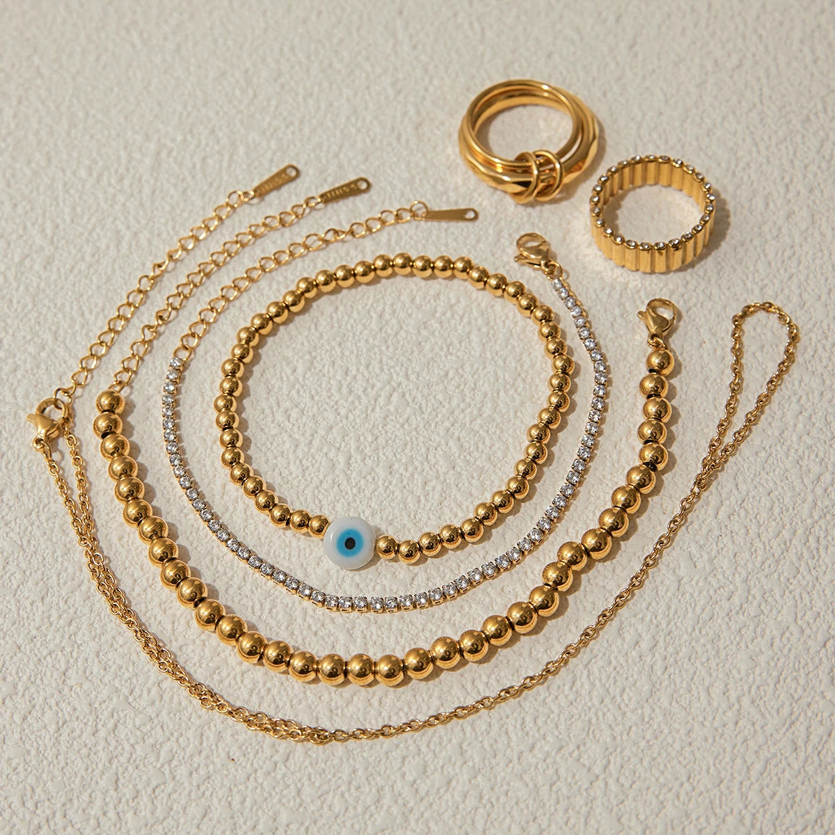 Uworld Stainless Steel Finger Bracelet & Stackable Ring – Fashion Jewelry Gift for Her - Image 5