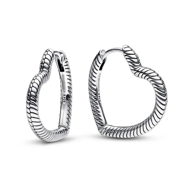 Luxury Original 925 Sterling Silver Chunky Hoop Earrings – Big Heart Circle Zircon Design - Image 9