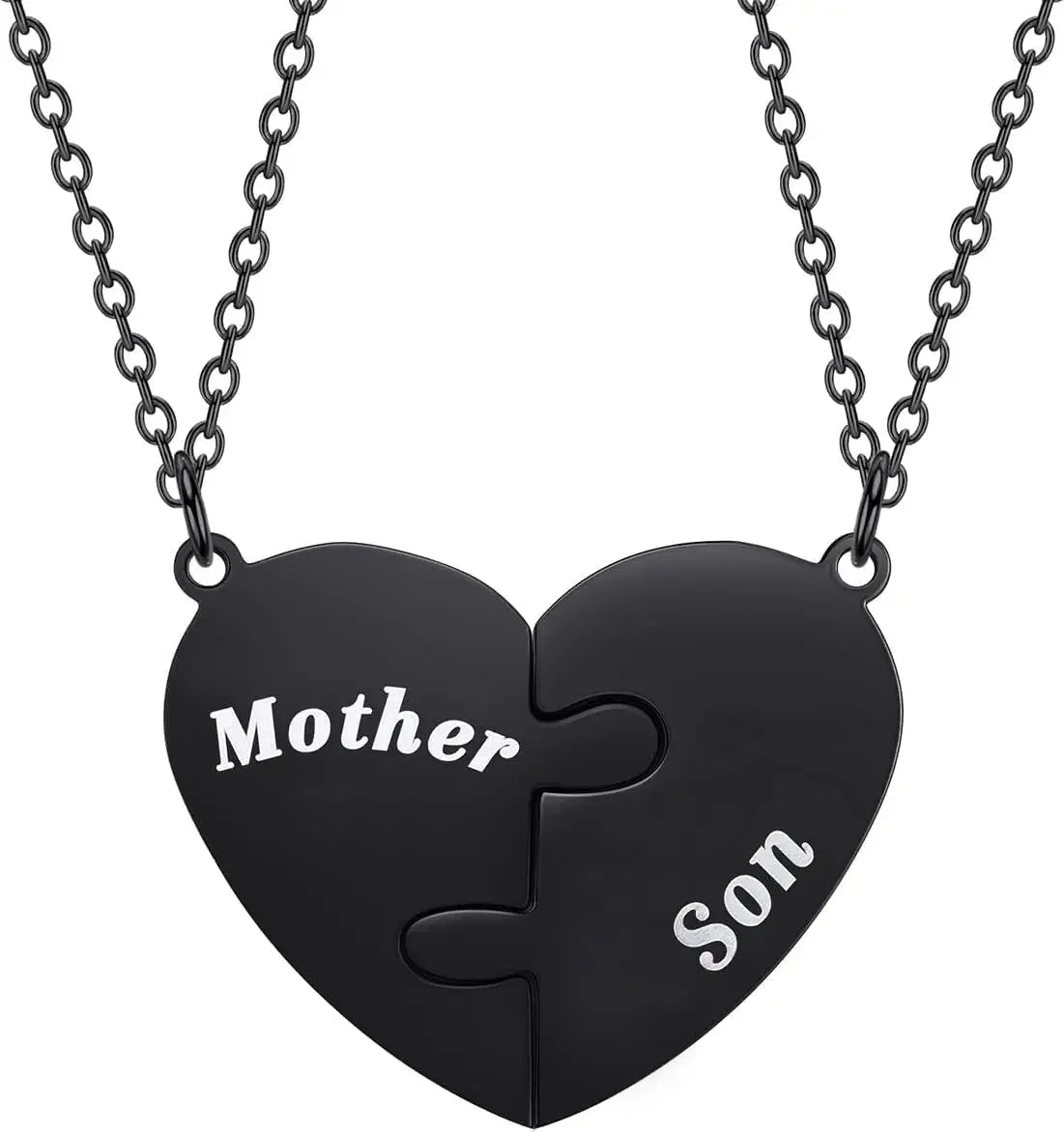Mother and Son Matching Heart Pendant Necklace Set – Meaningful Gift for Mom and Son - Image 2