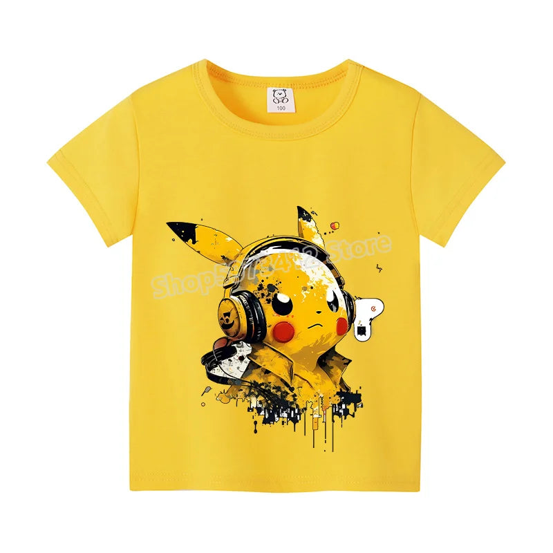 Pikachu Kids T-Shirt – Pokémon Summer Short Sleeve Tee with Lucario & Greninja Design - Image 25