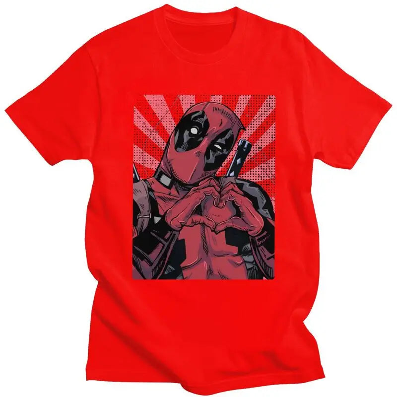 Cool Deadpool Heart Hands T-Shirt – Men’s Short Sleeve Cotton Tee - Image 13