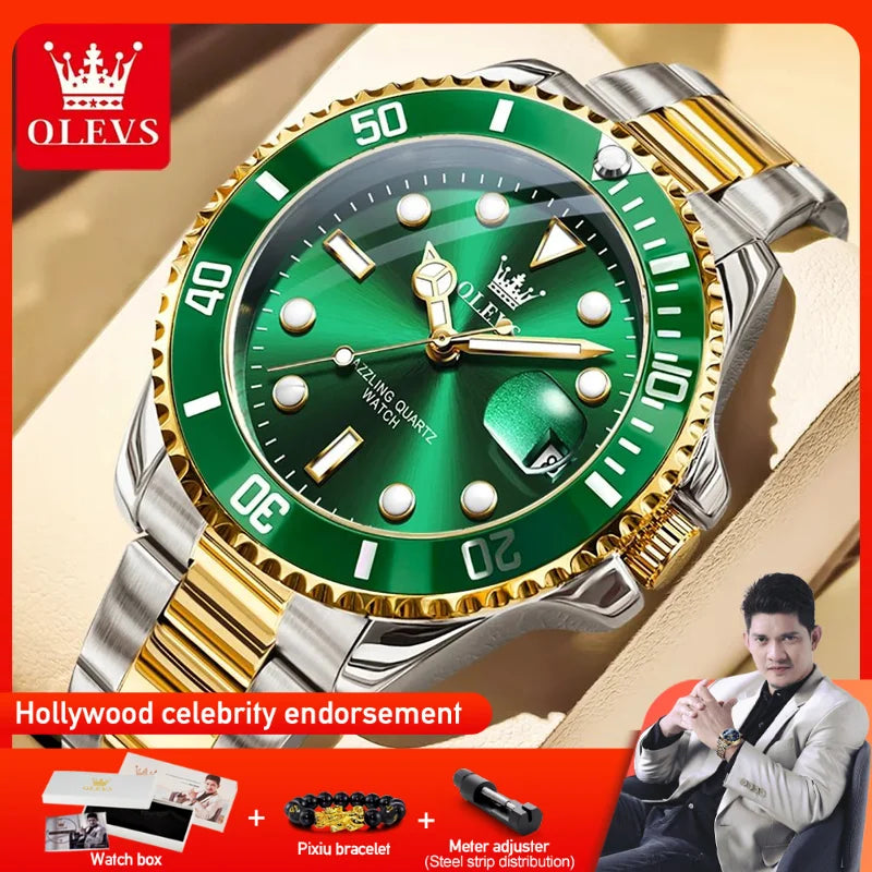OLEVS 5885 Men's Watch – Original Brand Waterproof Quartz Watch with Stainless Steel Strap & Date Display