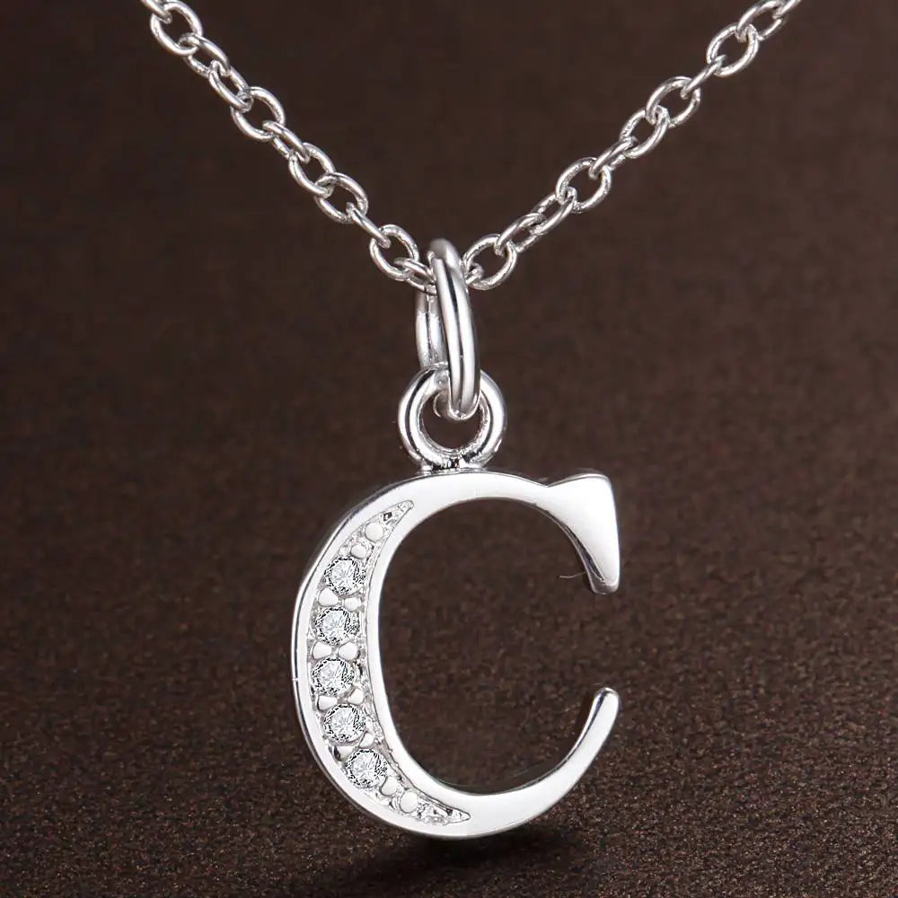 26 Letters 925 Sterling Silver Necklace Pendant – Zircon Accent Jewelry for Women - Image 12