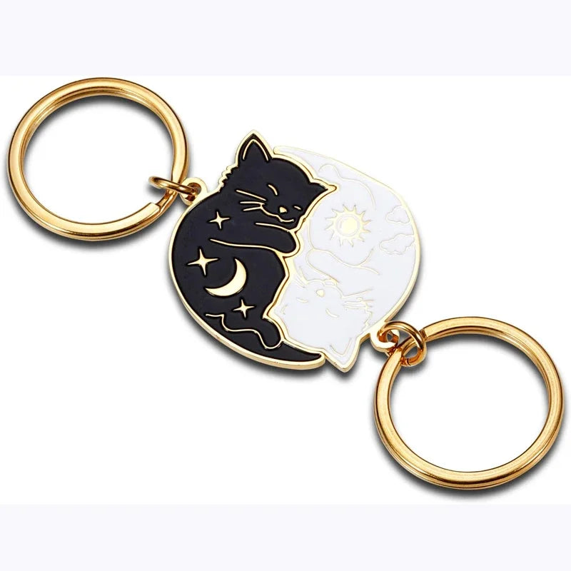 Stainless Steel Cartoon Cat Keychain – Matching Couple Key Rings for Valentine’s or Friendship Gifts - Image 9