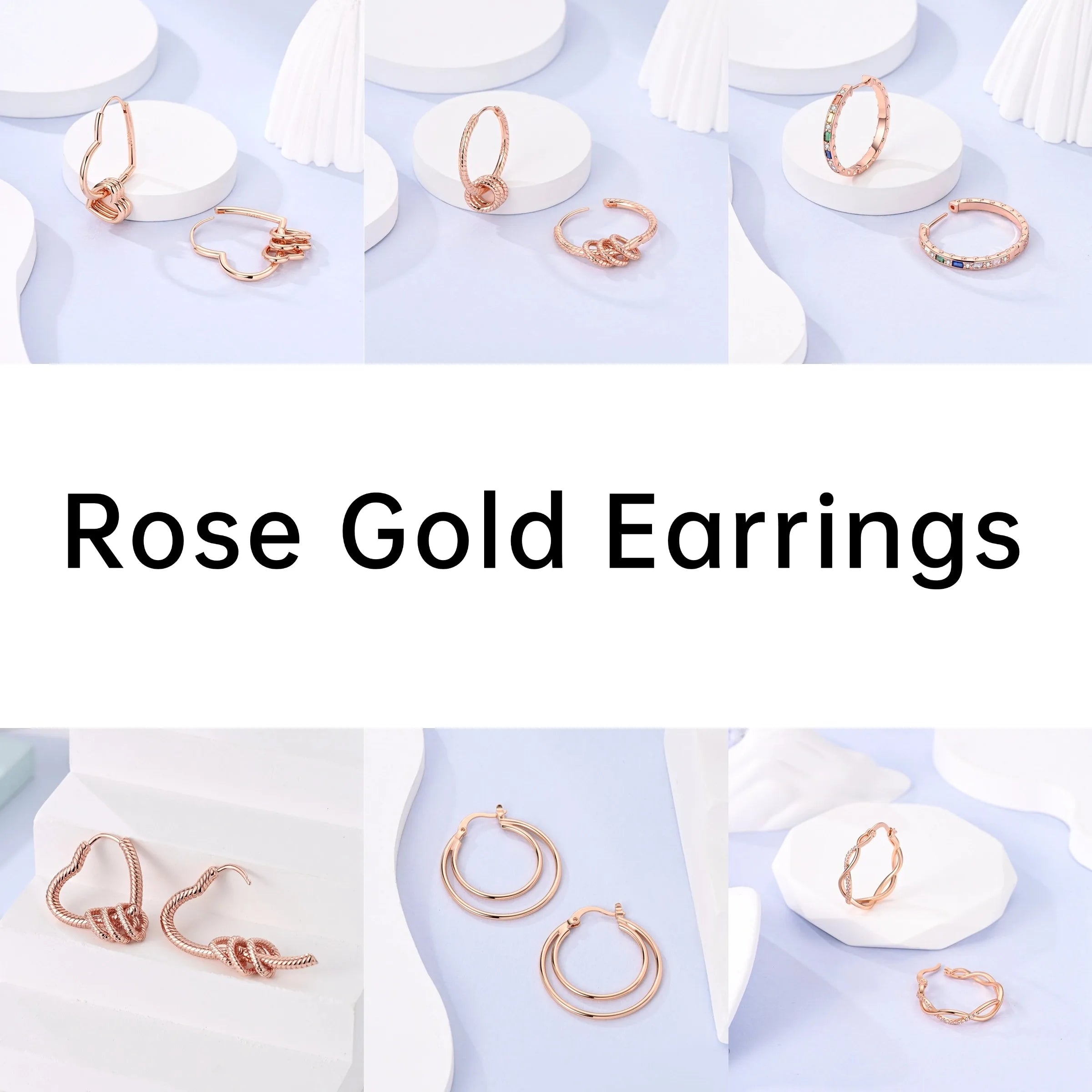 Rose Gold Star & Moon Hoop Earrings – 925 Sterling Silver Dangle Jewelry for Women - Image 3