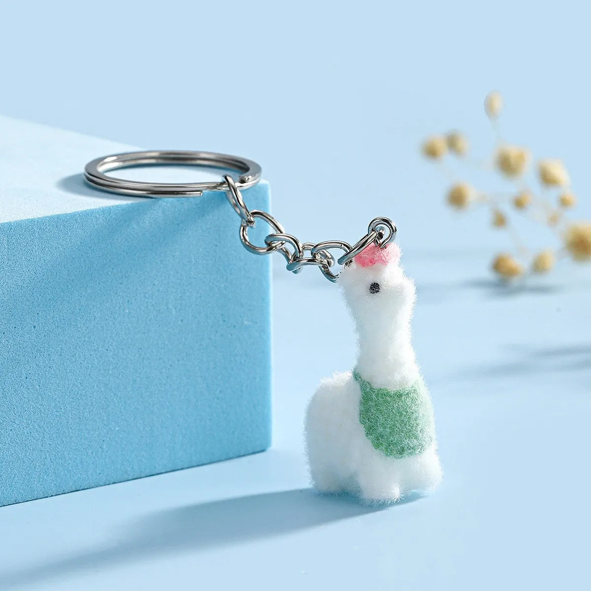 Cute Fuzzy Alpaca Charms Keychains – 3D Flocking Cartoon Animal Pendant for Bags & Gifts - Image 11