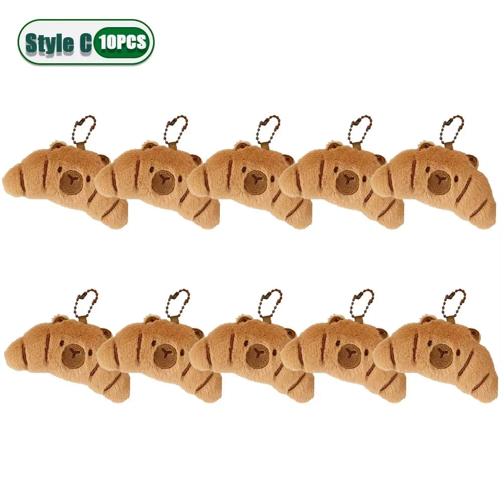 1–10PCS Gourmet Capybara Plush Pendant – Cute Cartoon Doll for Bags, Decor & Gifts - Image 16