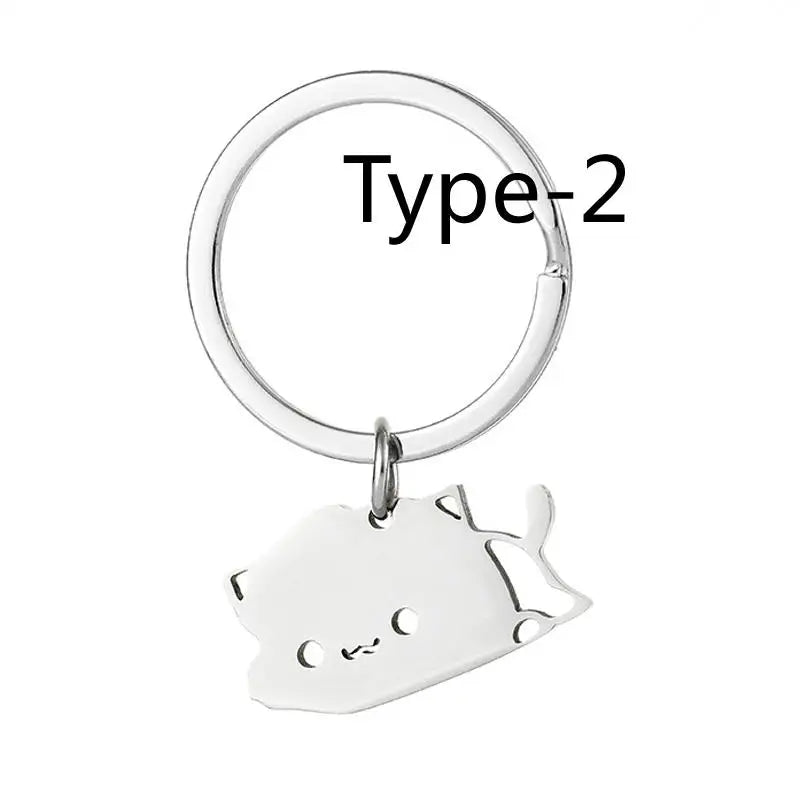 Stainless Steel Cartoon Cat Keychain – Matching Couple Key Rings for Valentine’s or Friendship Gifts - Image 8