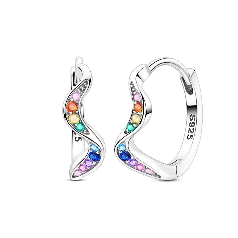 Luxury Original 925 Sterling Silver Chunky Hoop Earrings – Big Heart Circle Zircon Design - Image 67