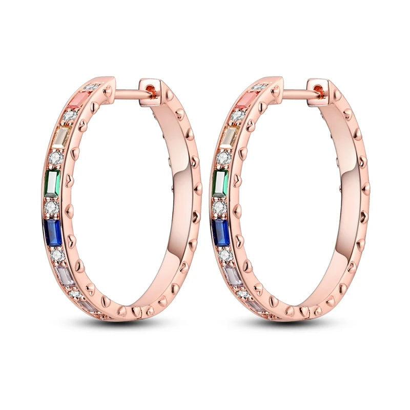 Original 925 Sterling Silver Colorful Hoop Earrings – Gold & Rose Gold for Women - Image 16