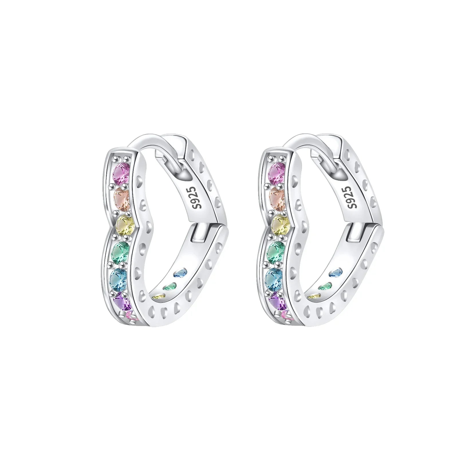 Luxury Original 925 Sterling Silver Chunky Hoop Earrings – Big Heart Circle Zircon Design - Image 43